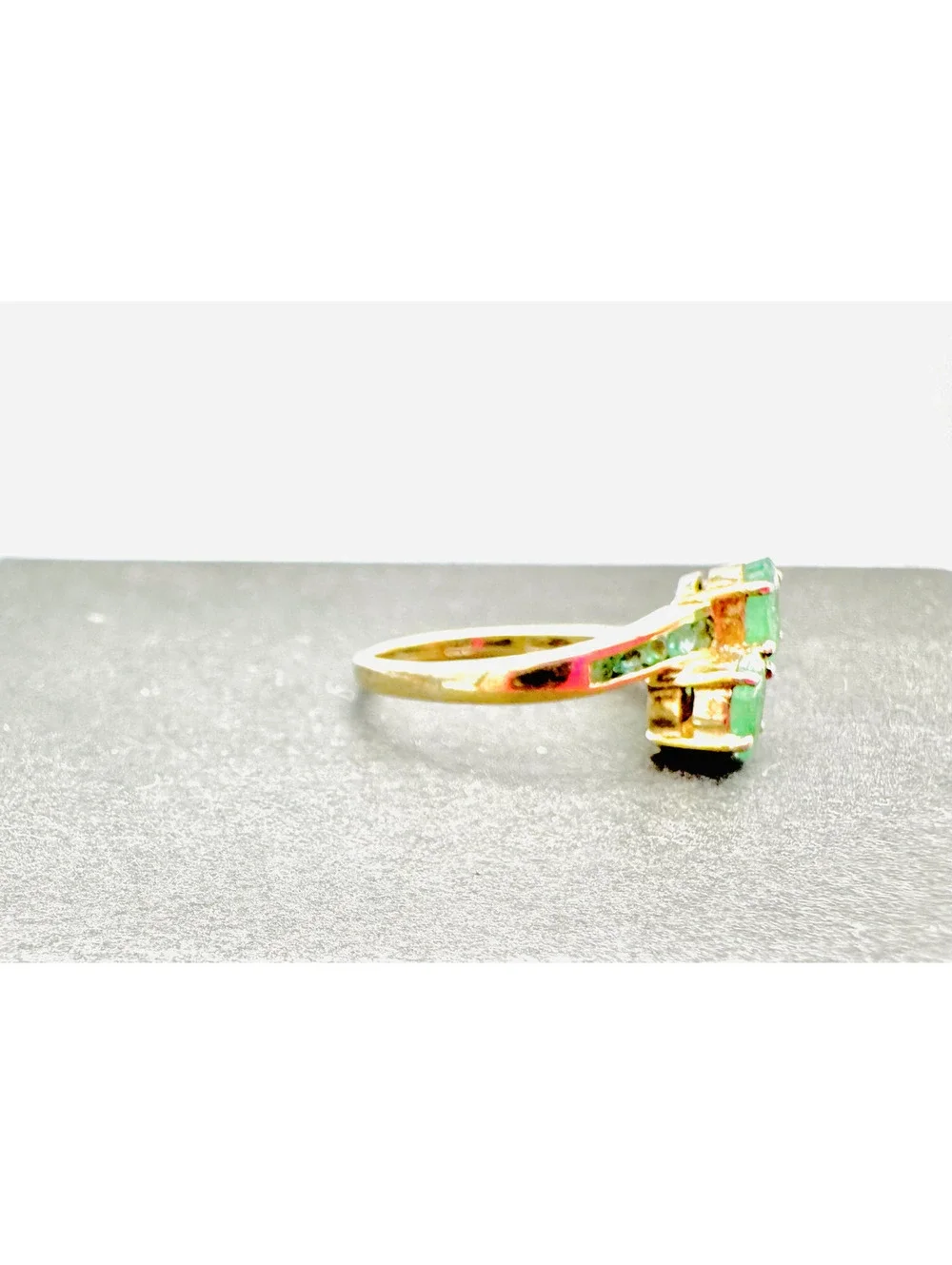 Gold plated sterling silver emerald ring; size 8 - Picture 5 of 8